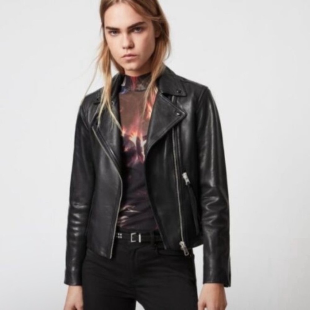 All Saints Black Leather Moto Jacket